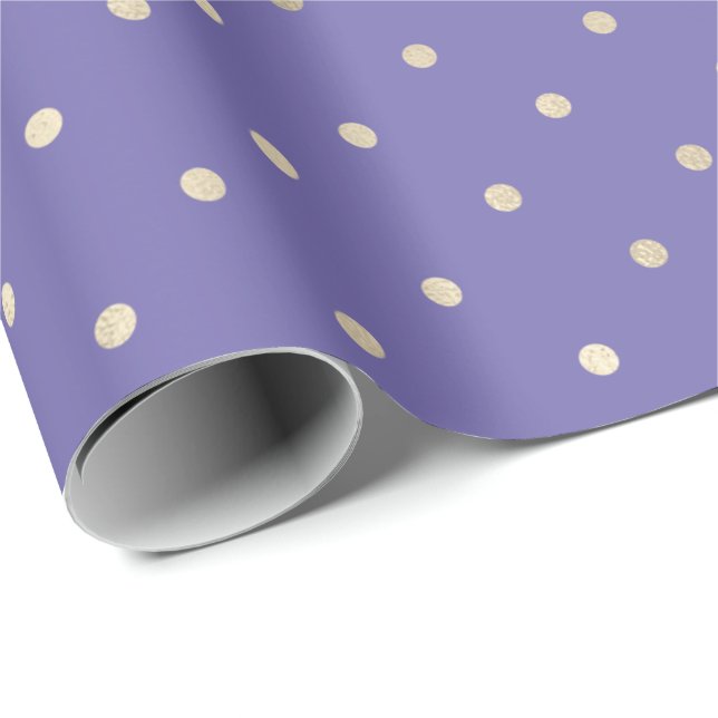 Girly Purple Glam Gold Dots Wrapping Paper (Roll Corner)