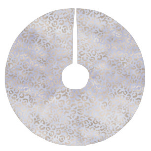 Girly Purple Glam Gold Leopard Print Watercolor Brushed Polyester Tree Skirt
