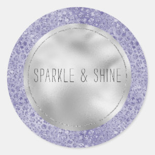 Girly Purple Glitter Glitz Leopard print Classic Round Sticker