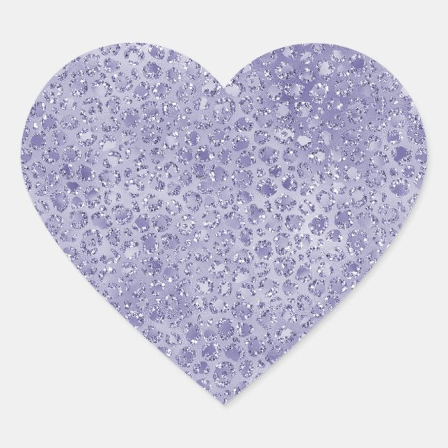 Girly Purple Glitter Glitz Leopard print Heart Sticker (Front)