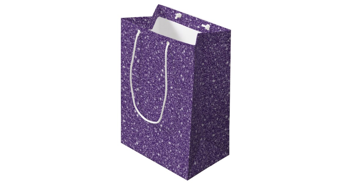 Girly Purple Glitter Medium Gift Bag Zazzle