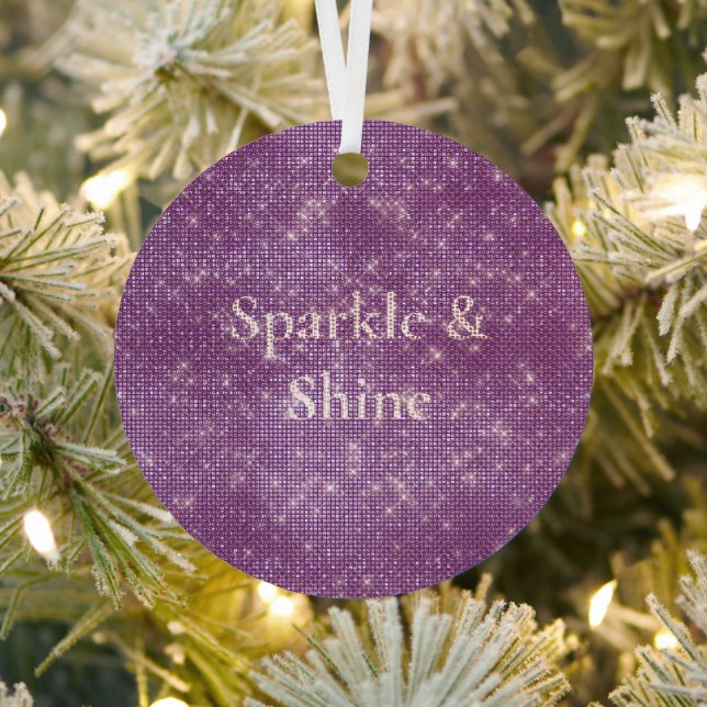 Girly Purple Glitzy Sparkle  Metal Tree Decoration (Insitu)