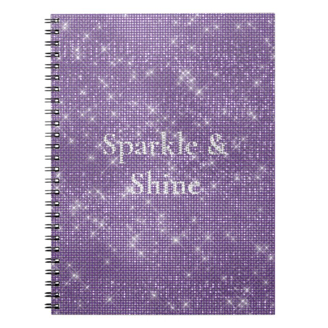 Girly Purple Glitzy Sparkle  Notebook (Front)