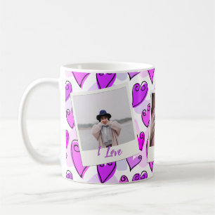 Girly Purple Hearts Cute Romantic Valentine Photo Coffee Mug