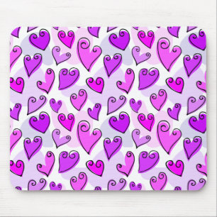 Girly Purple Hearts Cute Romantic Valentines Day  Mouse Mat