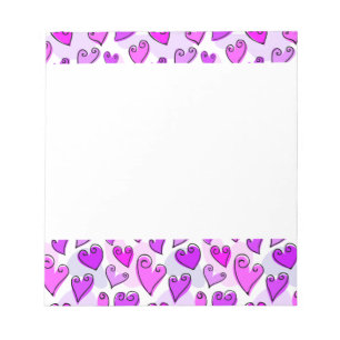 Girly Purple Hearts Cute Romantic Valentines Day  Notepad