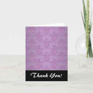 Girly Purple Lavender Damask Thank You Card