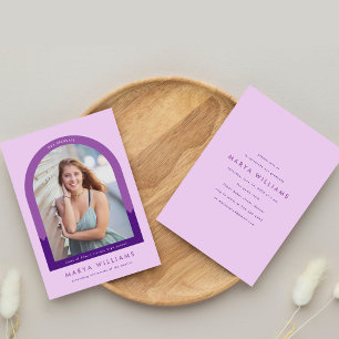 Girly Purple Lavender Photo Arch Graduation Party Invitation