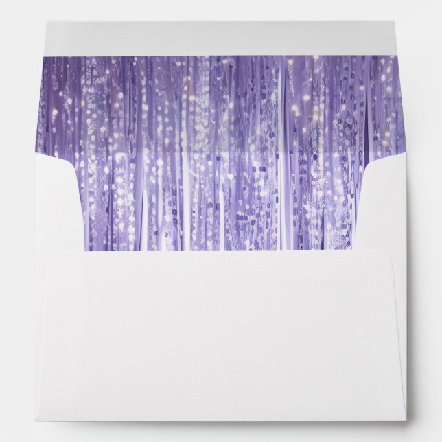 Girly Purple Lavender Tinsel Stripes Envelope (Back (Bottom))