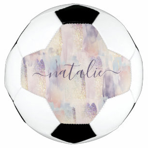 Girly purple pink glitter sparkle personalised football