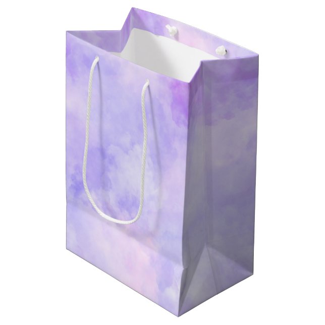 Girly Purple Pink Tie Dye Medium Gift Bag (Front Angled)