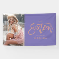 girly purple rose gold 16th sixteen birthday