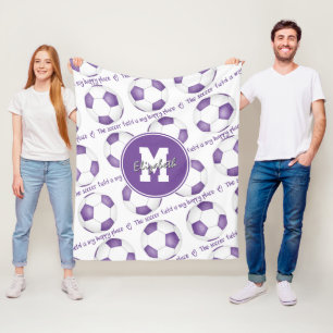 girly purple The soccer field is my happy place Fleece Blanket