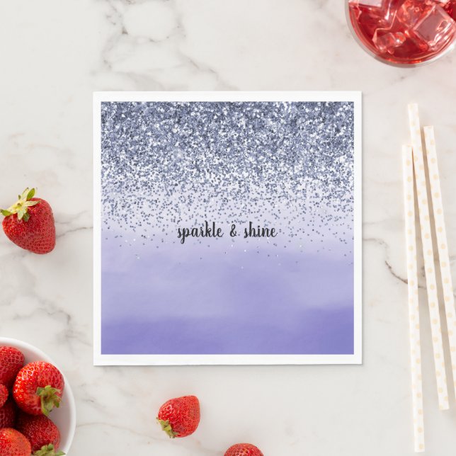 Girly Purple Watercolor Glitter Napkin (Insitu)