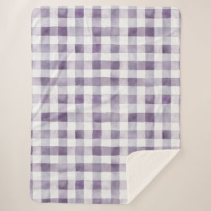 Girly Purple White Plaid Stripes Sherpa Blanket
