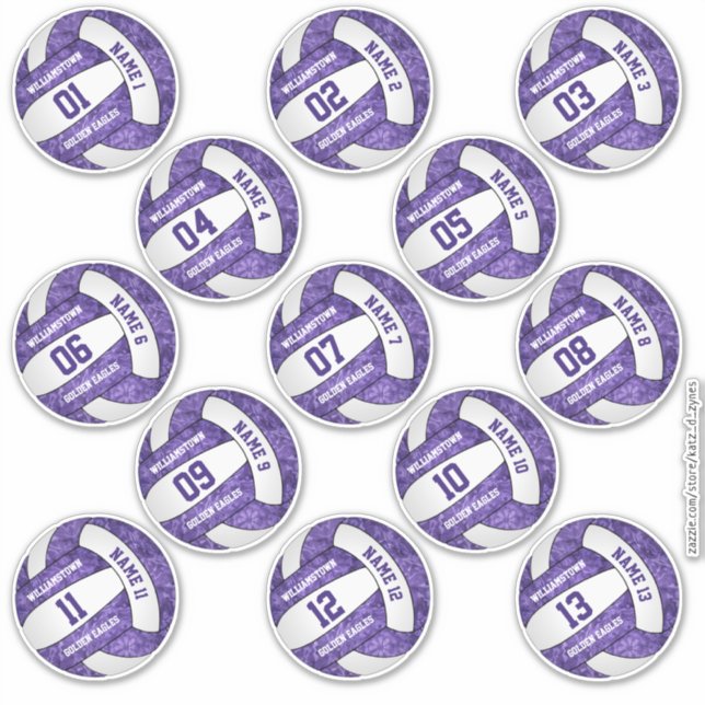 girly purple white volleyball players names custom (Front)