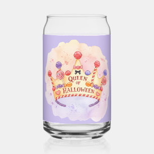 Girly Queen of Halloween Can Glass