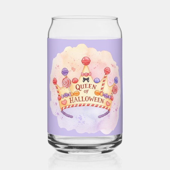 Girly Queen of Halloween Can Glass (Front)