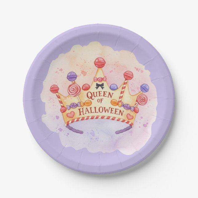 Girly Queen of Halloween Paper Plate (Front)