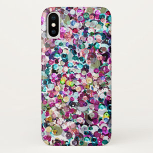 Girly Rainbow Faux Sequins Bling iPhone X Case