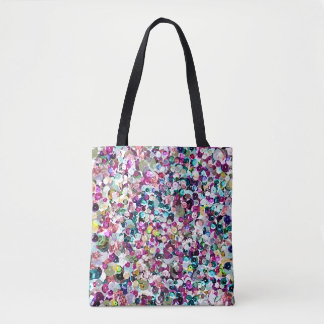 Girly Rainbow Faux Sequins Tote Bag (Front)