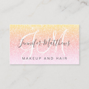 Girly Rainbow Glitter Makeup Artist Hair Salon Business Card