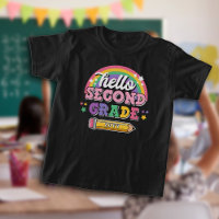 Girly Rainbow Hello Second Grade with Year