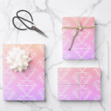 Girly Rainbow Ombre Diamond Silhouette Pattern