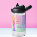Girly Rainbow Sparkles Monogram Name Water Bottle<br><div class="desc">This pretty girly water bottle is decorated with a tree and a background in rainbow colours with faux sparkling stars.
Easily customisable with a name and monogram.
Original Mosaic Tree © Michele Davies.</div>