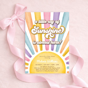 Girly Ray of Sunshine Girl Baby Shower Invitation