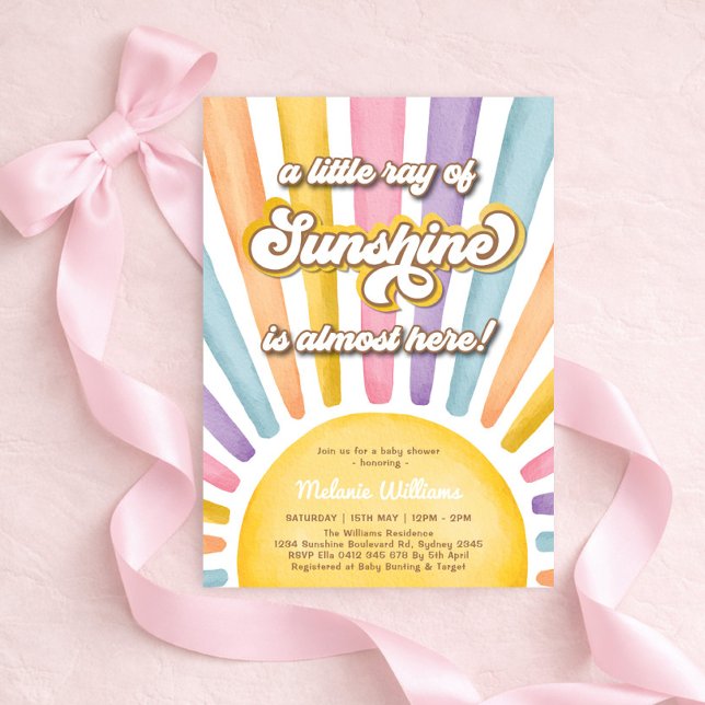 Girly Ray of Sunshine Girl Baby Shower Invitation (Creator Uploaded)