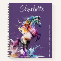 Girly Rearing Horse Custom Name Planner