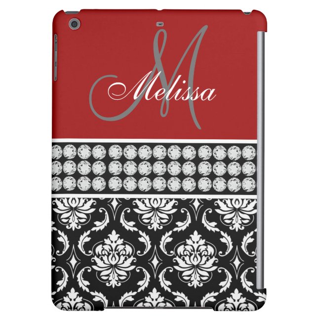 GIRLY RED BLACK DAMASK iPAD MINI CASE (Back)
