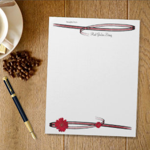 Girly Red Gerber Daisy Photos Flourish Borders Notepad