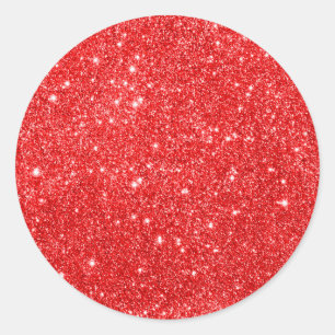 Girly Red Glitter  Classic Round Sticker