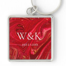 Girly Red Glitter monogram Initial Wedding Couple