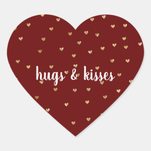 Girly Red Gold Glitter Glam Hearts Heart Sticker