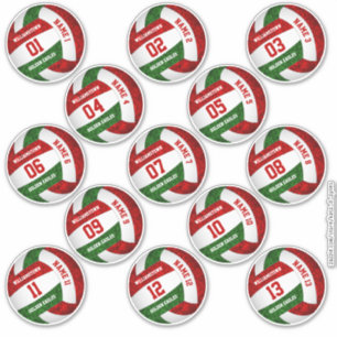 girly red green volleyball player names set 13