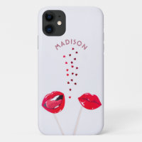Girly Red Lips Hearts Personalised Name LGBT