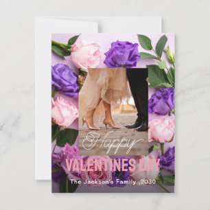 Girly Red & Pink Floral Valentine's DAY Photo Holiday Card