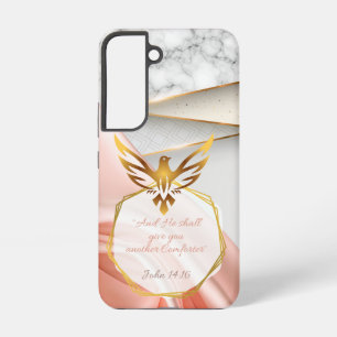 Girly Religious Pink Satin Marble Gold Dove Samsung Galaxy Case