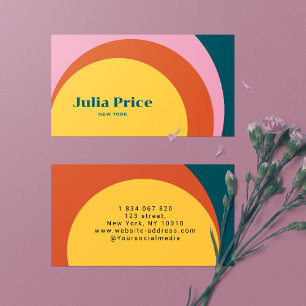 Girly Retro Circles Feminine Business Card