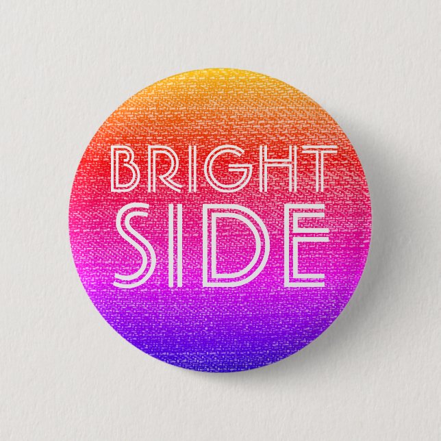 Girly Retro Rainbow Bright Side Happy  6 Cm Round Badge (Front)