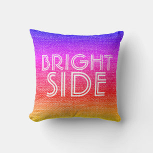 Girly Retro Rainbow Bright Side Happy Cushion