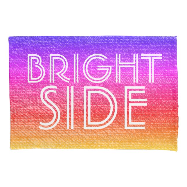 Girly Retro Rainbow Bright Side Happy  Pillowcase (Front)