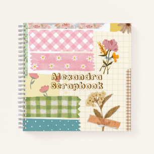 Girly retro style scrapbook paper background cute notebook