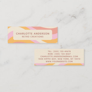 Girly Retro Vintage Wave Abstract Trendy Feminine Mini Business Card