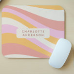 Girly Retro Vintage Wave Abstract Trendy Feminine Mouse Mat<br><div class="desc">Girly Retro Vintage Wave Personalised Name Mousepads Mouse Pads features a retro wave in shades of pink,  orange and white with an overlay of your personalised name. Perfect gift for her for Christmas,  birthday,  holidays,  school,  work,  college and more. Designed by © Evco Studio www.zazzle.com/store/evcostudio</div>
