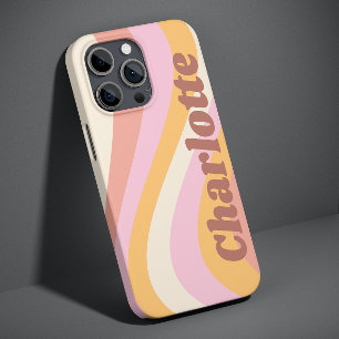 Girly Retro Vintage Wave Personalised Name iPhone 13 Pro Max Case