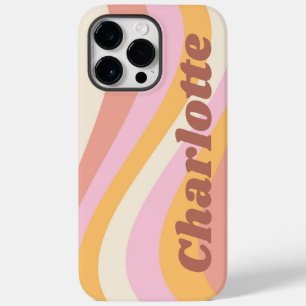 Girly Retro Vintage Wave Personalised Name Case-Mate iPhone 14 Pro Max Case